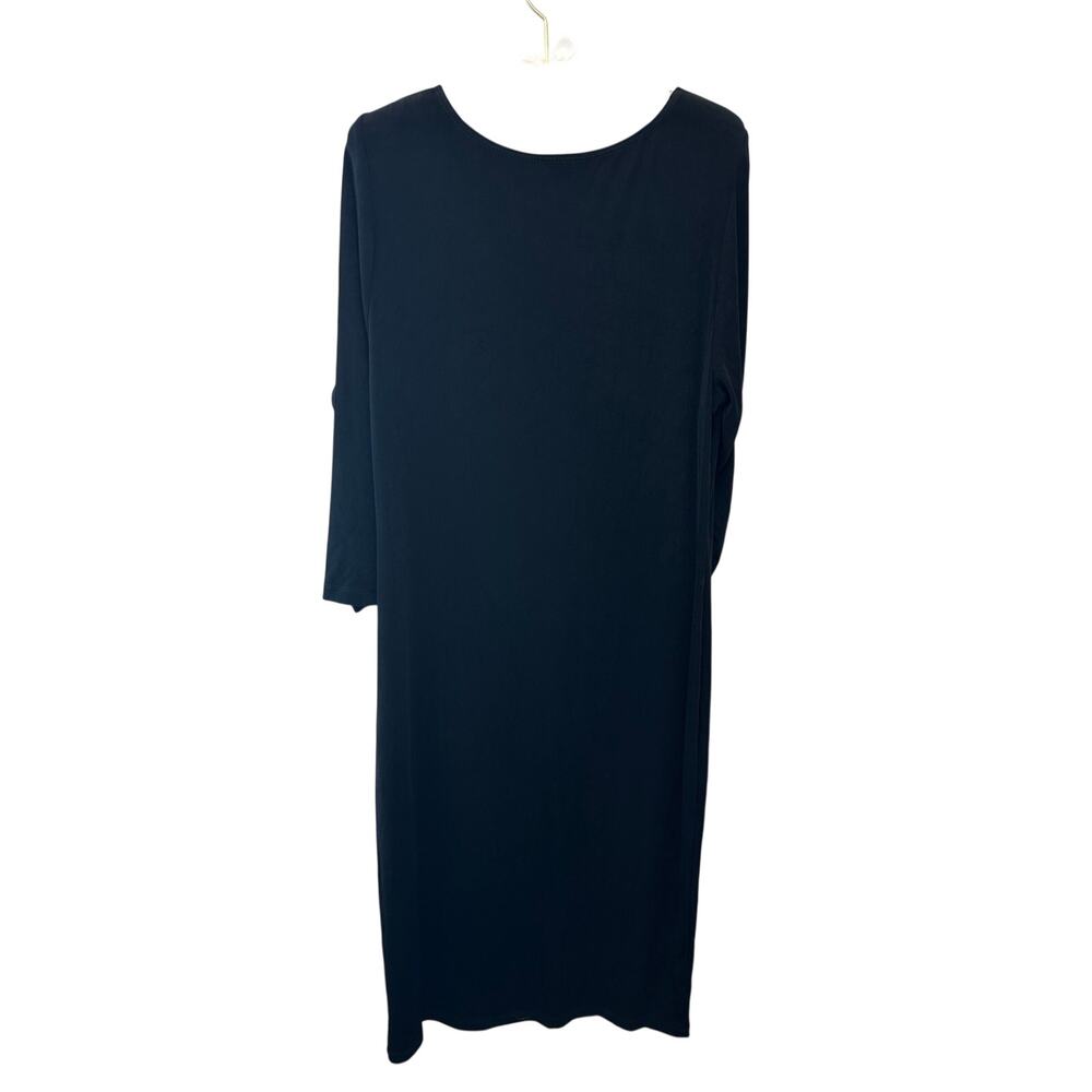CHICO’S Travelers Black Knit Midi Dress Stretch Travel Capsule Career Size 2 L - Picture 5 of 8